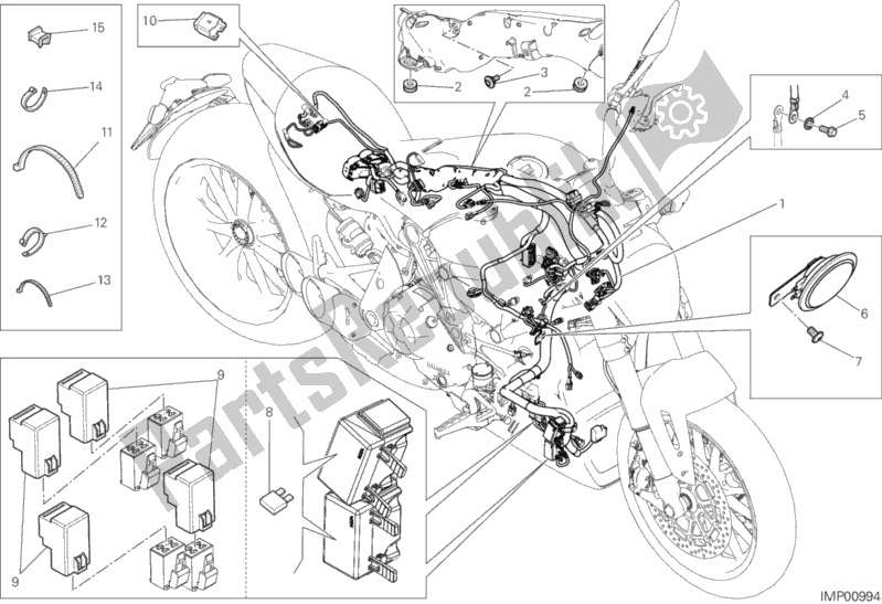 Alle onderdelen voor de Kabelboom van de Ducati Diavel Xdiavel Sport Pack Brasil 1260 2018